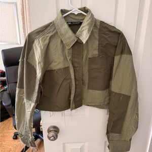 Zara Olive Patchwork Utility Jacket